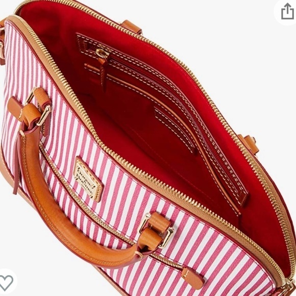 Dooney & Bourke Fuchsia Striped Domed Coated Canvas Zip Satchel Bag. P40/A1676 - Picture 10 of 12